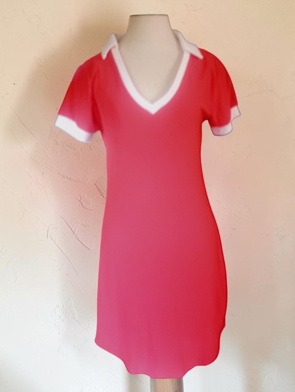Derek Heart Red Midi Dress V-neck Polo Top